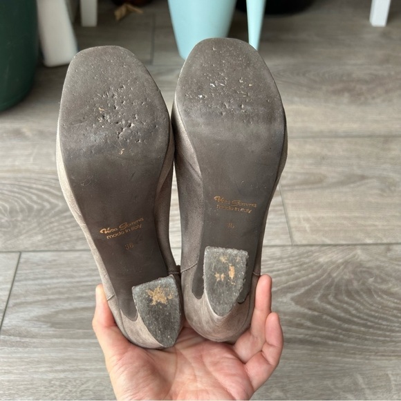 Vera Gomma Taupe Suede Leather Chunky Heel Platform Slip On Ankle Boots - Picture 11 of 16